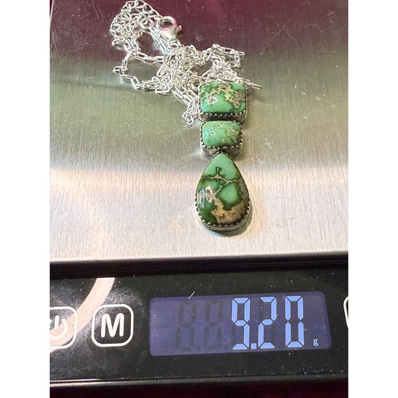 Sonoran Gold Turquoise Pendant Necklace 925 Sterling Silver Vintage Chain - Picture 6 of 6